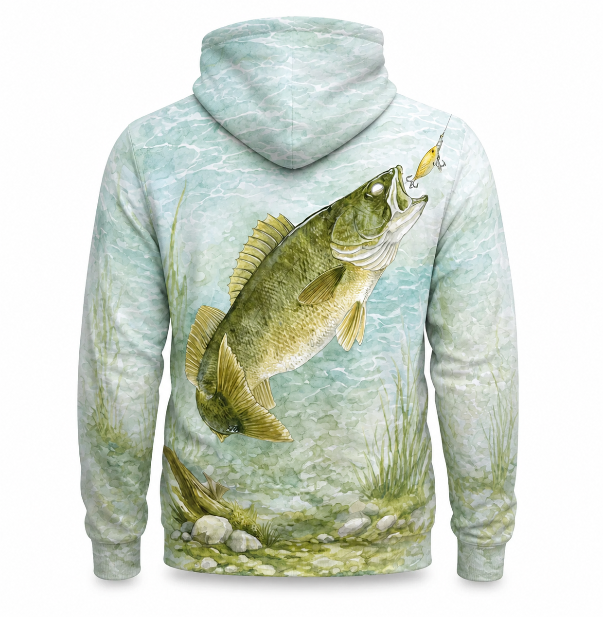 Walleye 3D Fishing Hoodie – Pale Aqua Lure Angler Gift