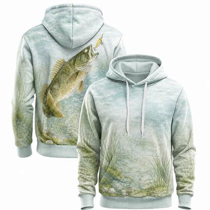 Walleye 3D Fishing Hoodie – Pale Aqua Lure Angler Gift