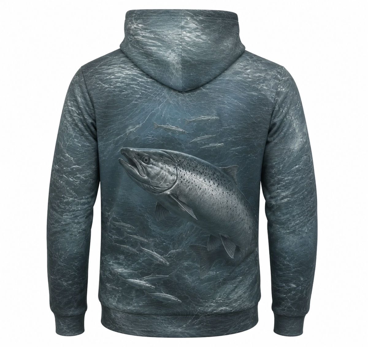 Salmon 3D Fishing Hoodie – Slate Baitfish Angler Gift for Men