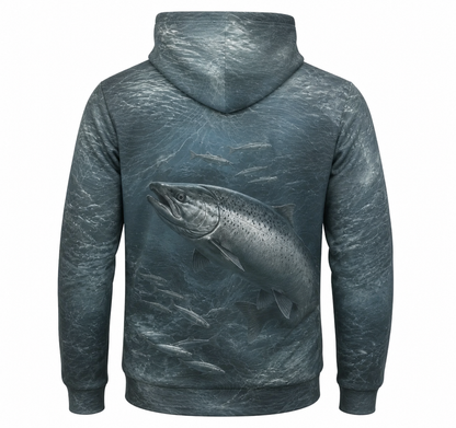 Salmon 3D Fishing Hoodie – Slate Baitfish Angler Gift for Men