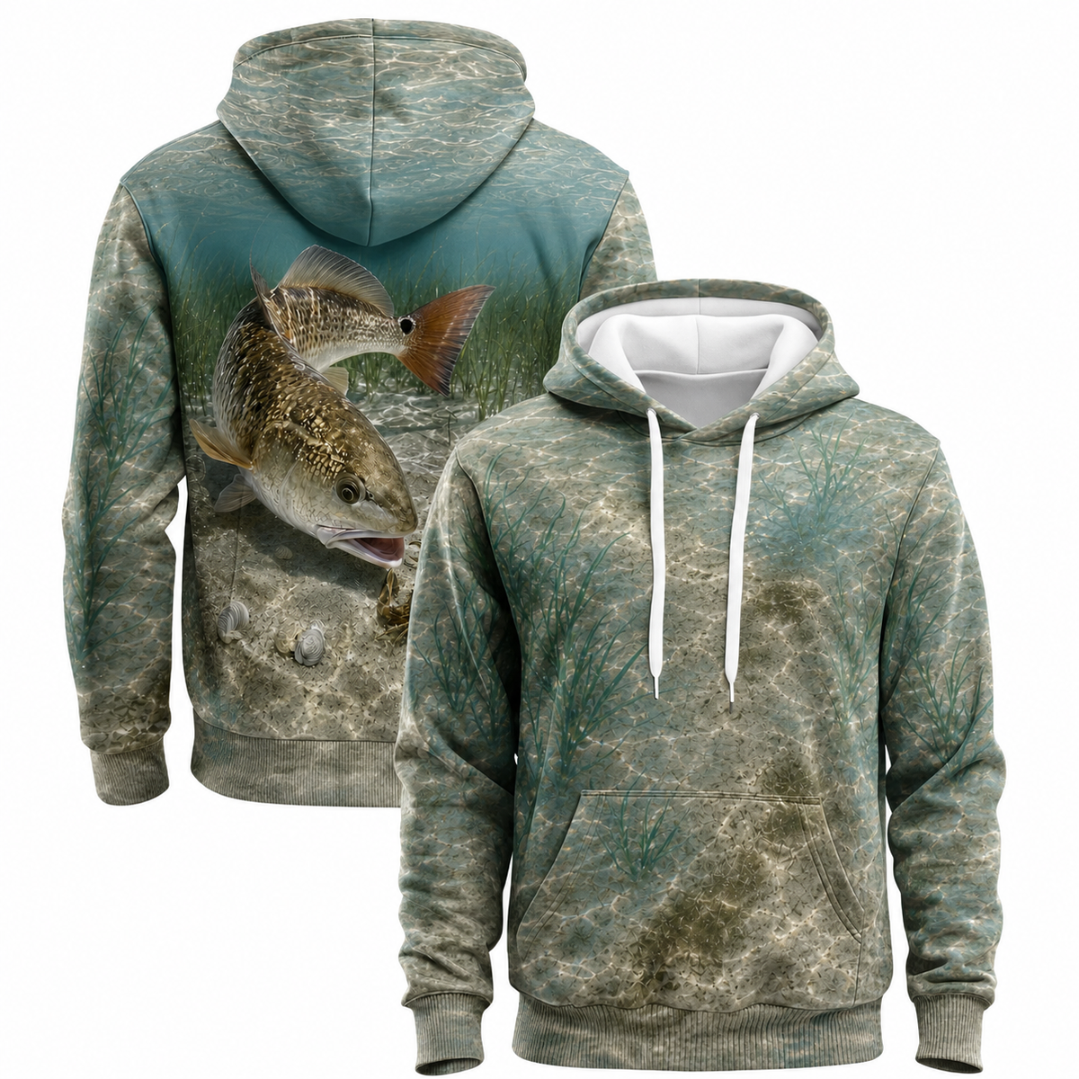 Redfish Pair Shallow Sand Flats 3D Print Fishing Hoodie