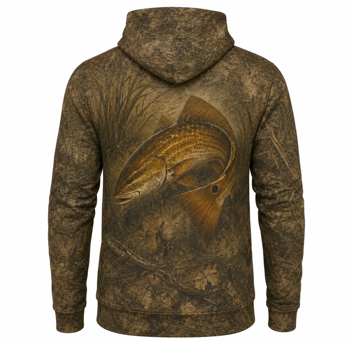 Redfish Marsh Grass Camo 3D All Over Print Fishing Hoodie