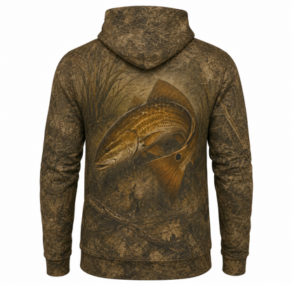 Redfish Marsh Grass Camo 3D All Over Print Fishing Hoodie