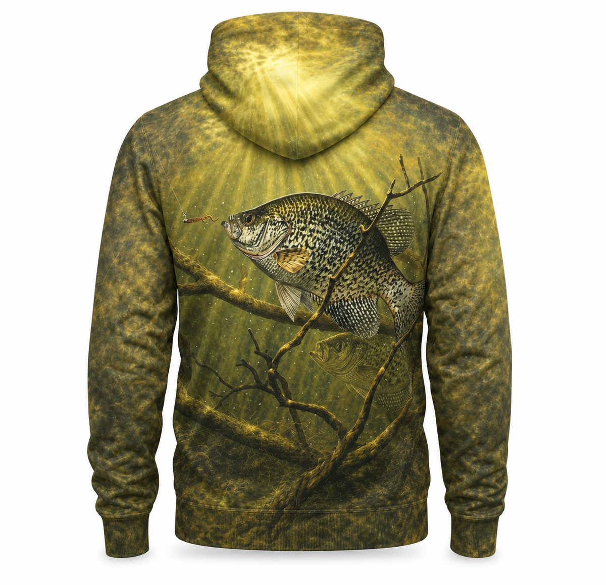 Crappie Olive Gold Timber 3D All Over Print Fishing Hoodie