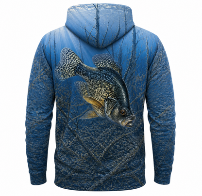 Blue Crappie Brush Cover 3D All Over Print Fishing Hoodie