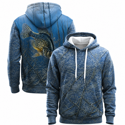 Blue Crappie Brush Cover 3D All Over Print Fishing Hoodie