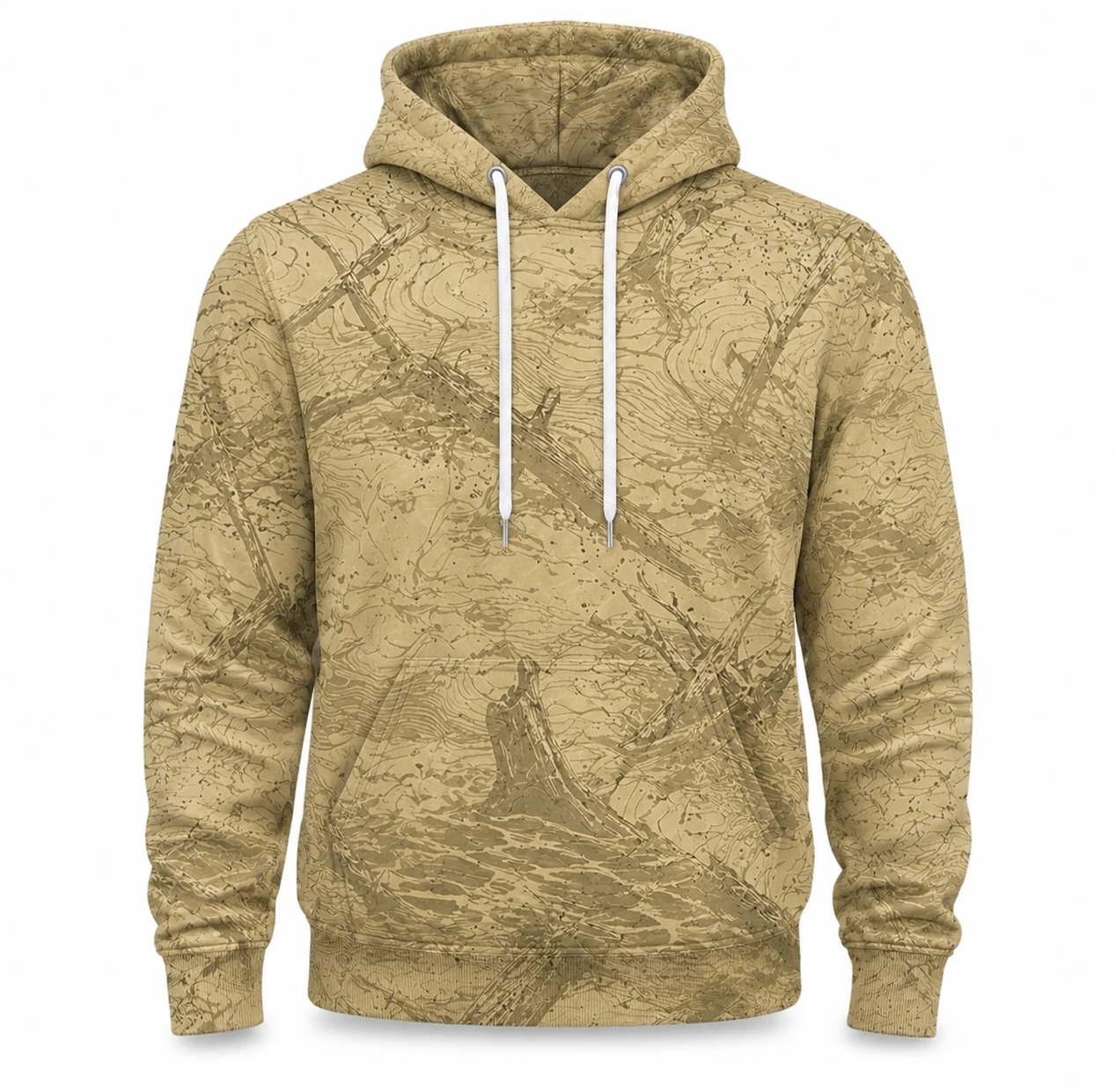 Crappie School Tan Brush Camo 3D Print Fishing Hoodie