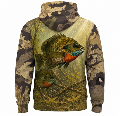 Golden Bluegill Weed Bed 3D All Over Print Fishing Hoodie