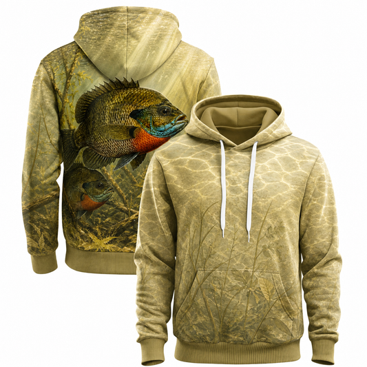 Golden Bluegill Weed Bed 3D All Over Print Fishing Hoodie