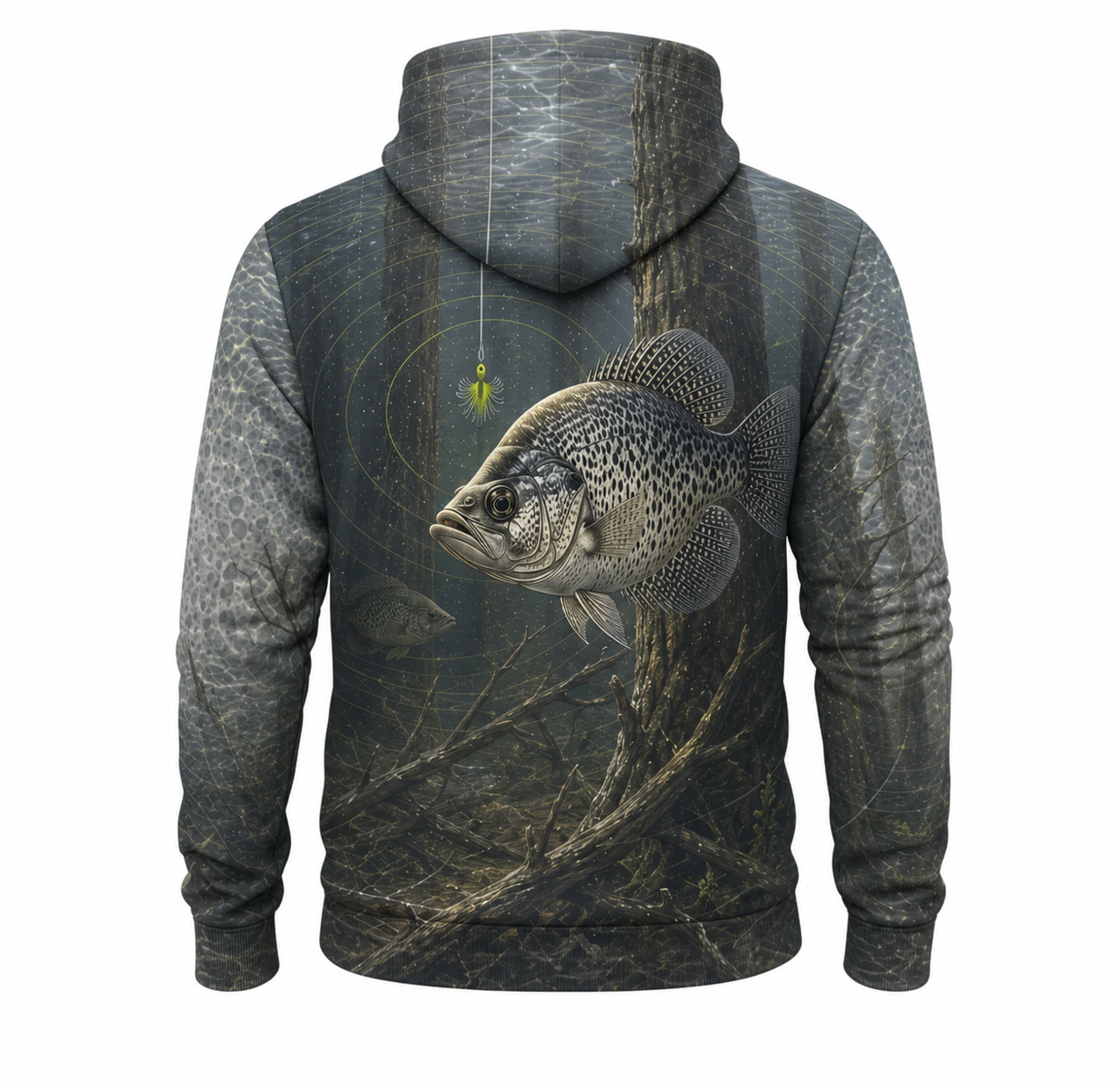 Gray Timber Crappie Jig 3D All Over Print Fishing Hoodie