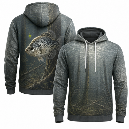 Gray Timber Crappie Jig 3D All Over Print Fishing Hoodie