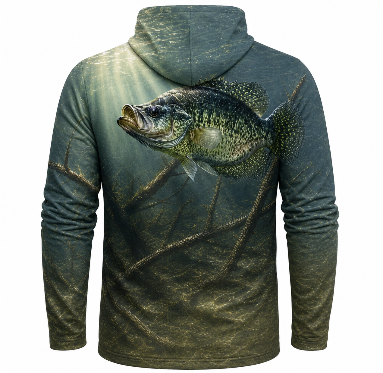 Green Crappie Timber Cover 3D All Over Print Fishing Hoodie