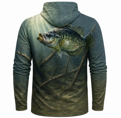Green Crappie Timber Cover 3D All Over Print Fishing Hoodie