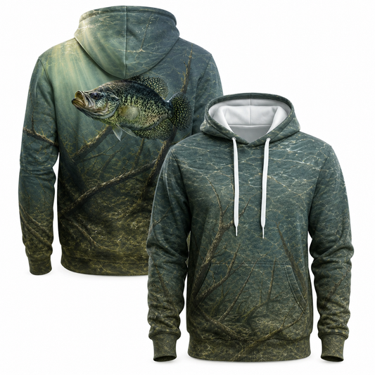 Green Crappie Timber Cover 3D All Over Print Fishing Hoodie