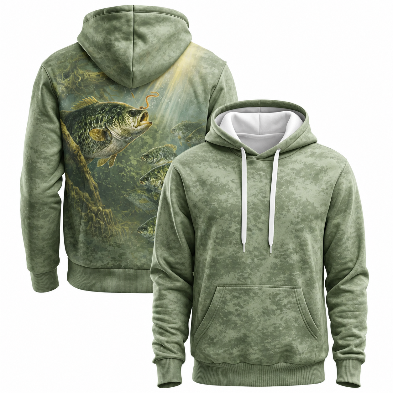 Crappie School Sage Timber 3D All Over Print Fishing Hoodie