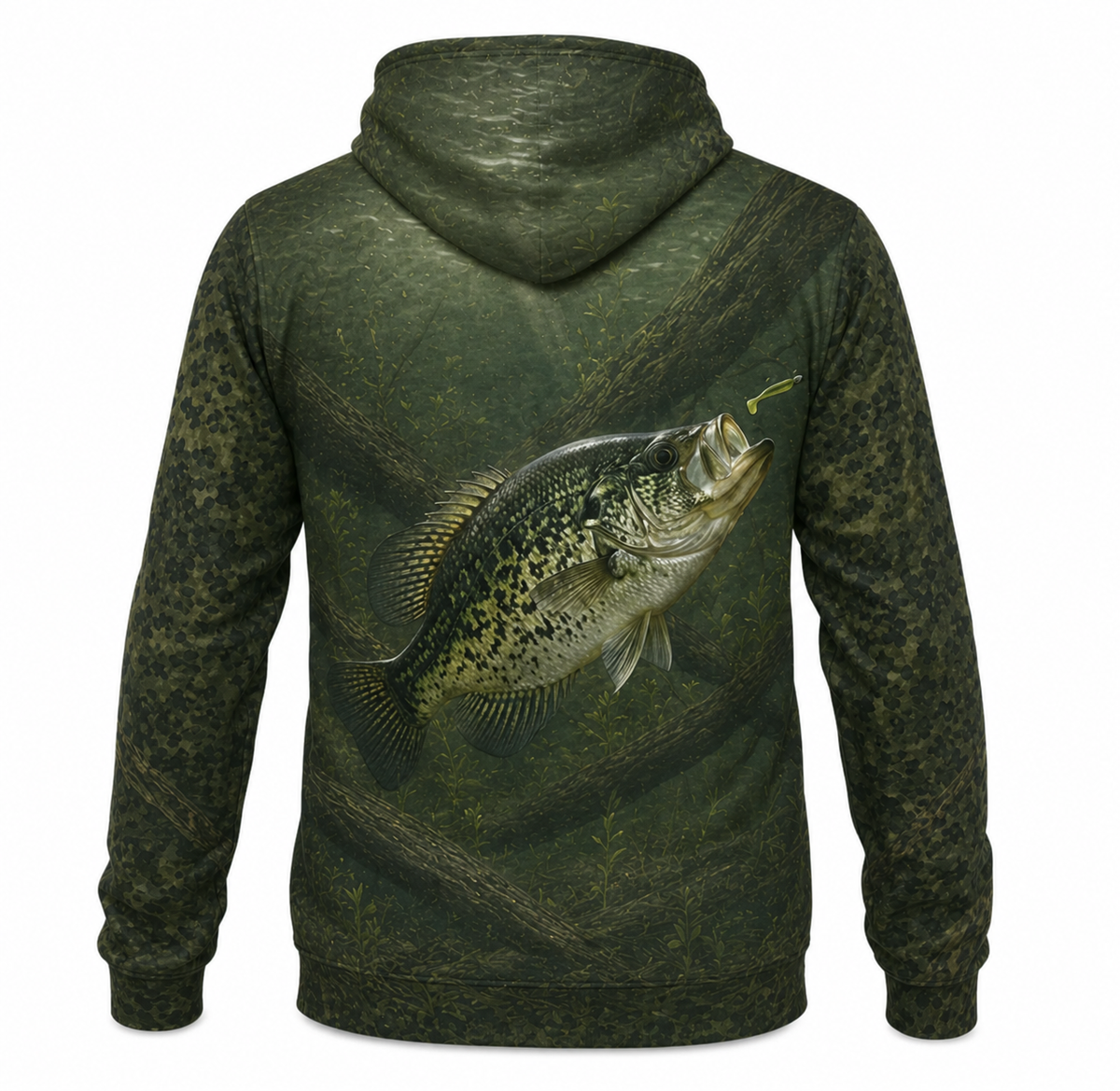 Dark Green Crappie Brush Camo 3D Print Fishing Hoodie