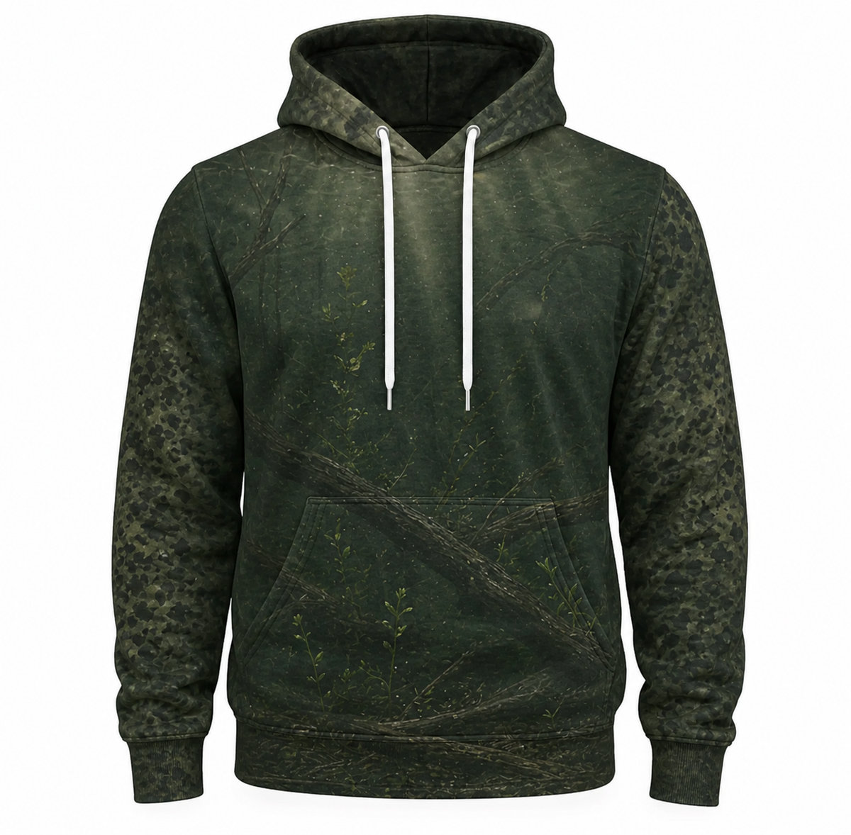 Dark Green Crappie Brush Camo 3D Print Fishing Hoodie