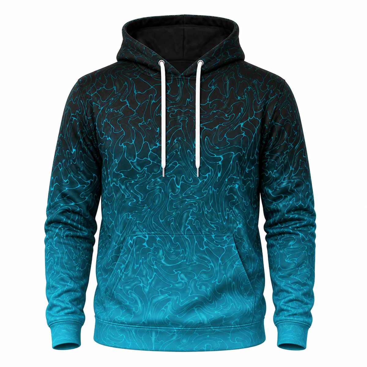 Cyan Contour Shark Attack 3D All Over Print Fishing Hoodie