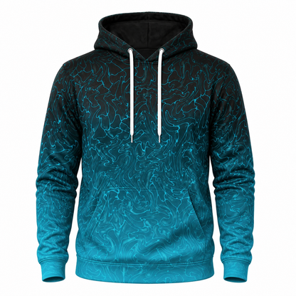 Cyan Contour Shark Attack 3D All Over Print Fishing Hoodie