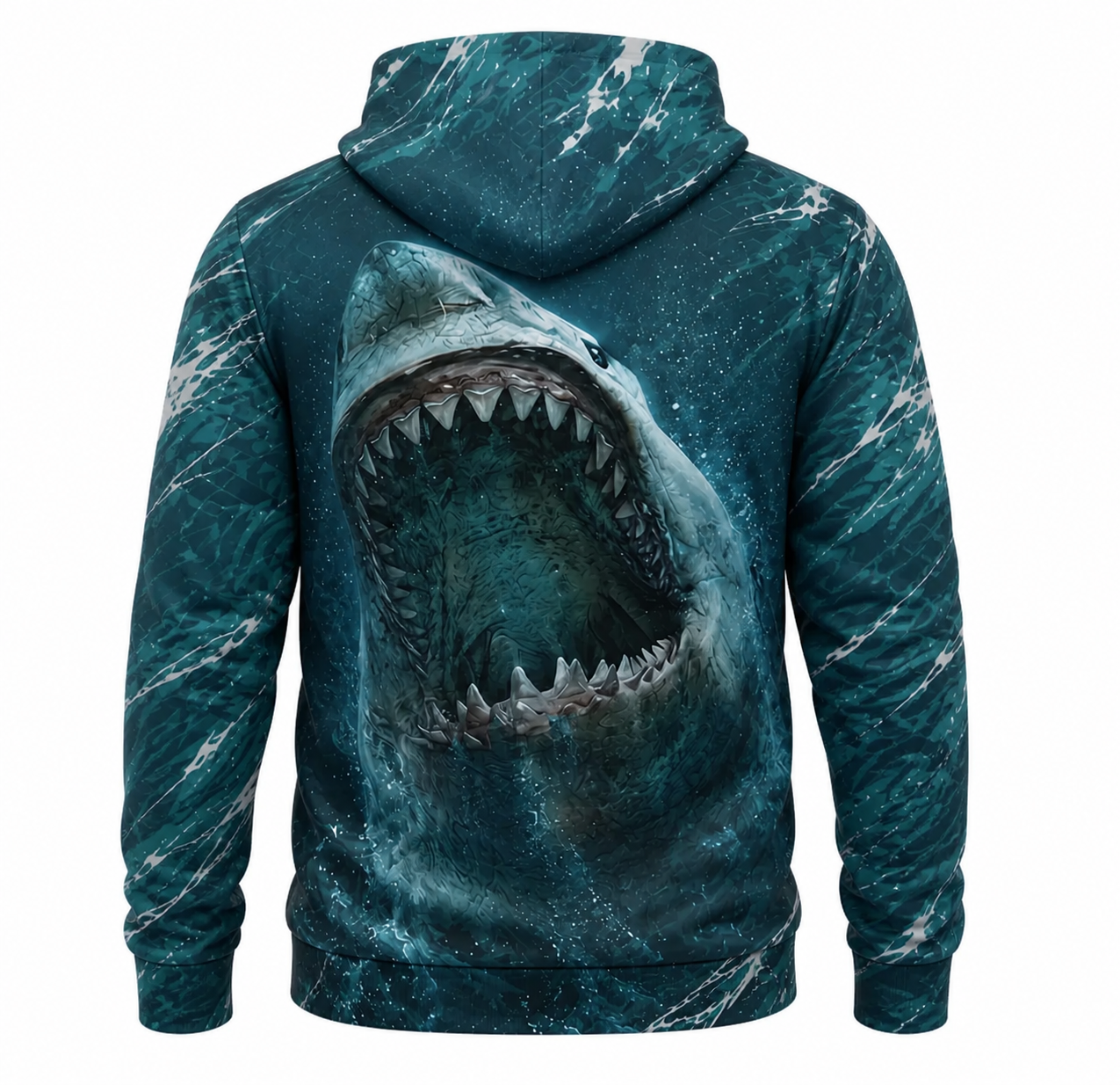 Deep Teal Shark Ocean Dive 3D All Over Print Fishing Hoodie