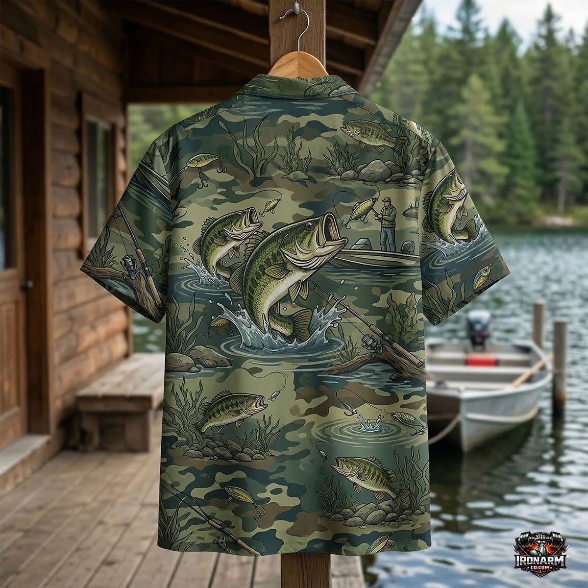 Bass Fishing Camo Hawaiian Shirt for Men