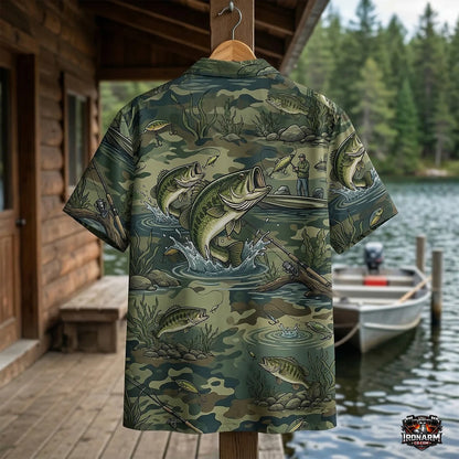 Bass Fishing Camo Hawaiian Shirt for Men