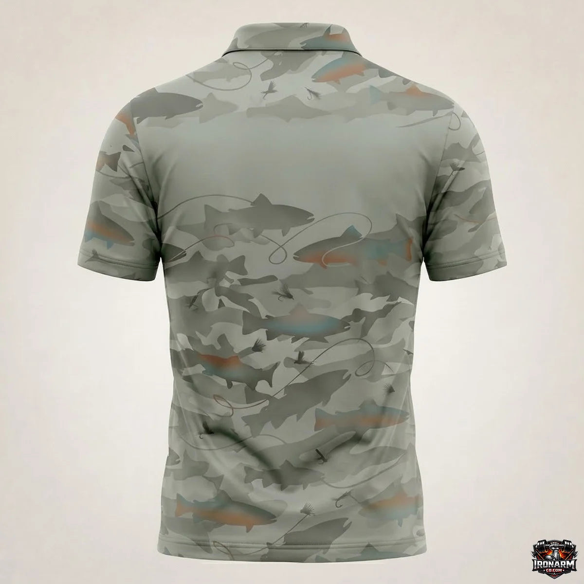 Men's Fishing Rod & Reel Pattern Polo Shirt – Black Olive