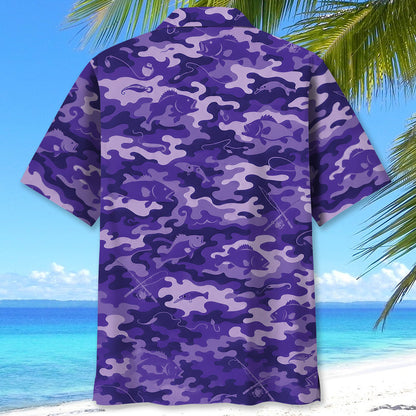 Fishing Purple Camo Bass Lures Hawaiian Shirt