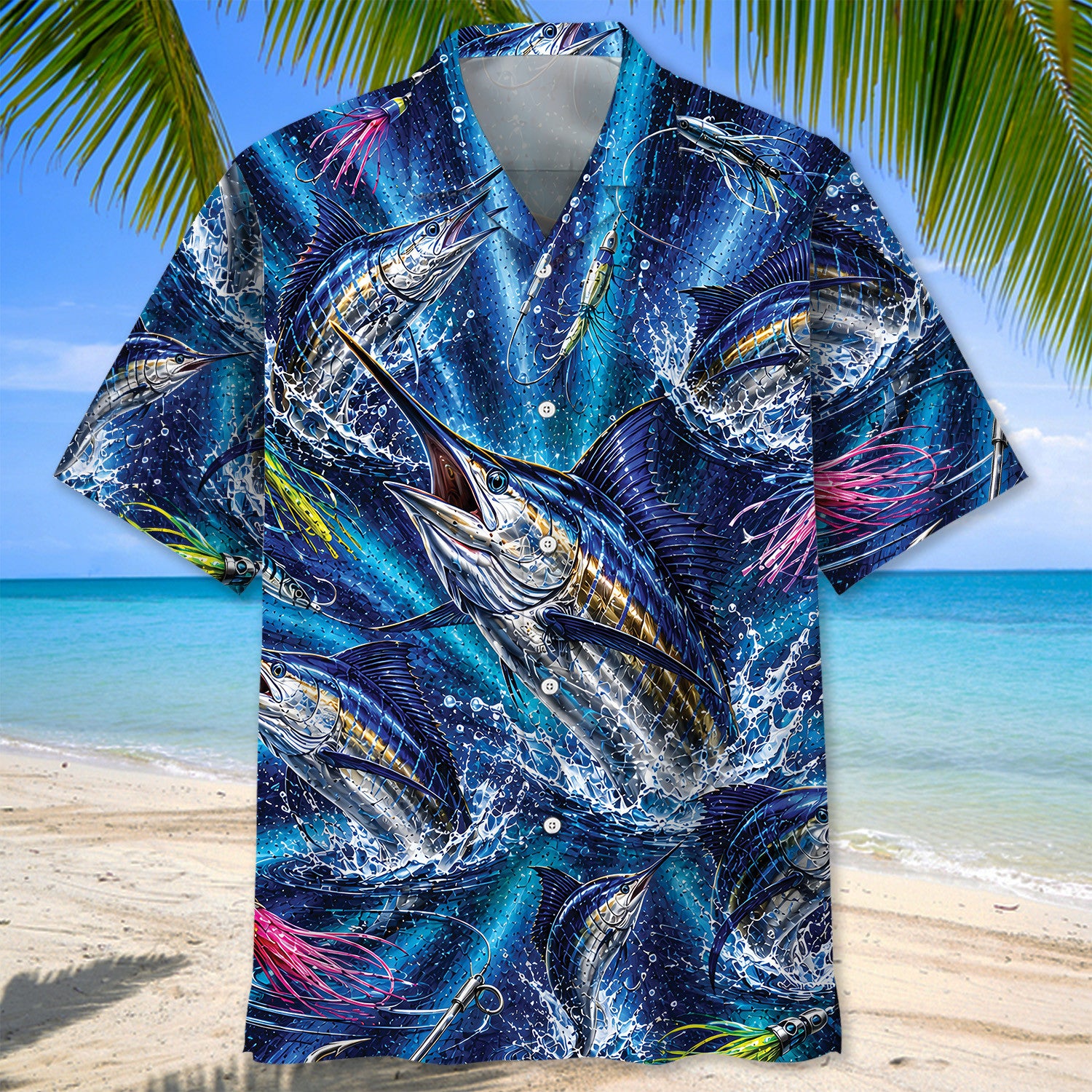 Blue Marlin Fishing Deep Sea Hawaiian Shirt