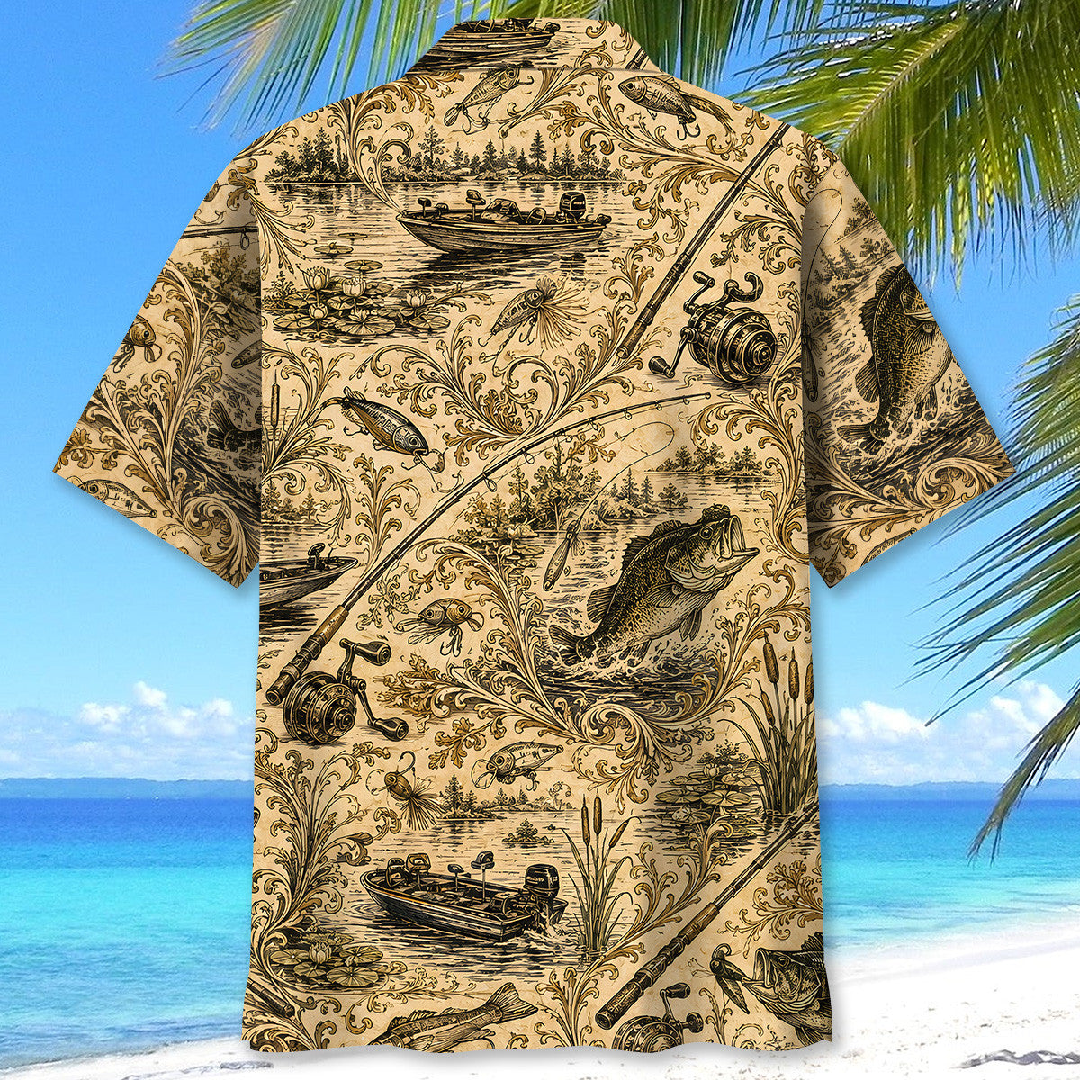 Vintage Bass Fishing Rod Tackle Hawaiian Shirt