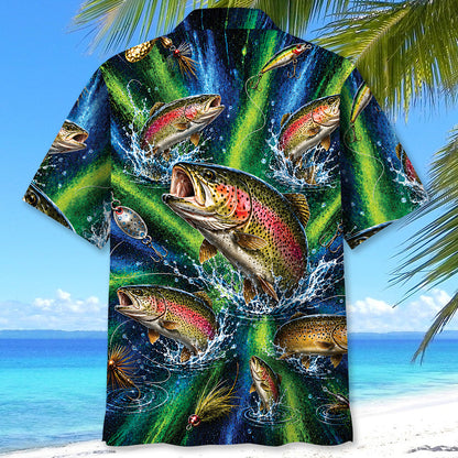 Tarpon Fishing Splash Blue Green Hawaiian Shirt (Copy)