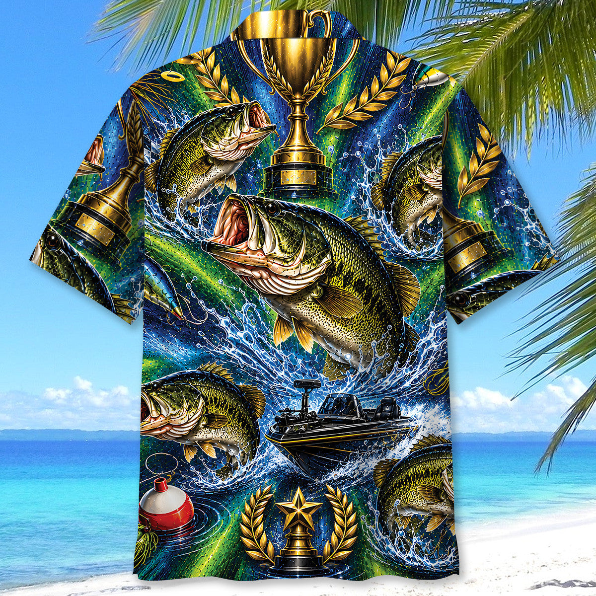 Rainbow Trout Fishing Lures Green Hawaiian Shirt