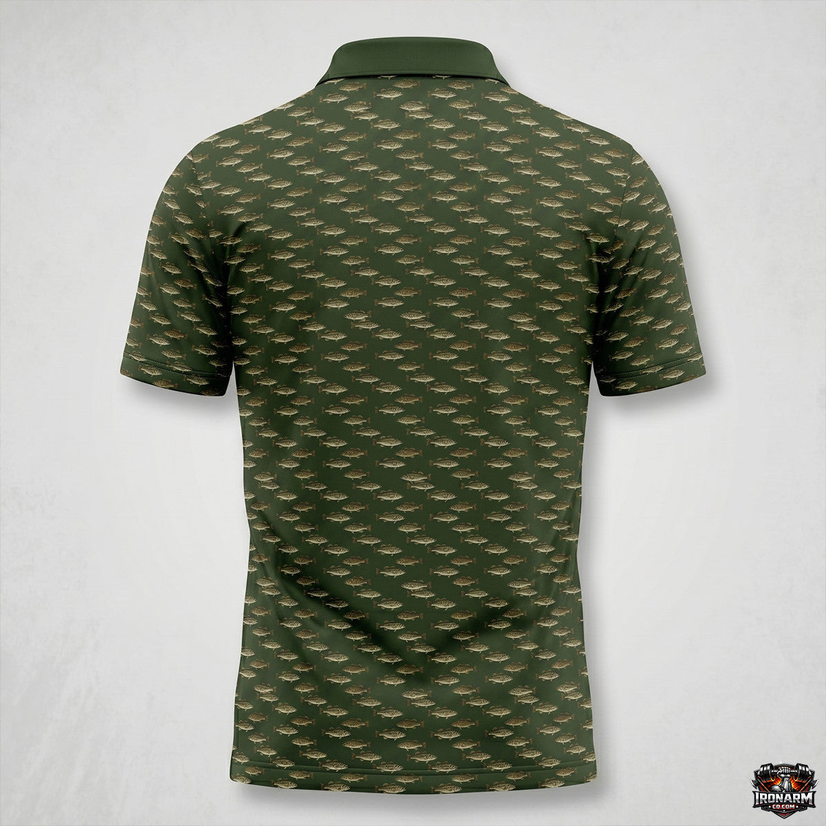 Men's Vintage Bass Print Fishing Polo Shirt – Olive Green