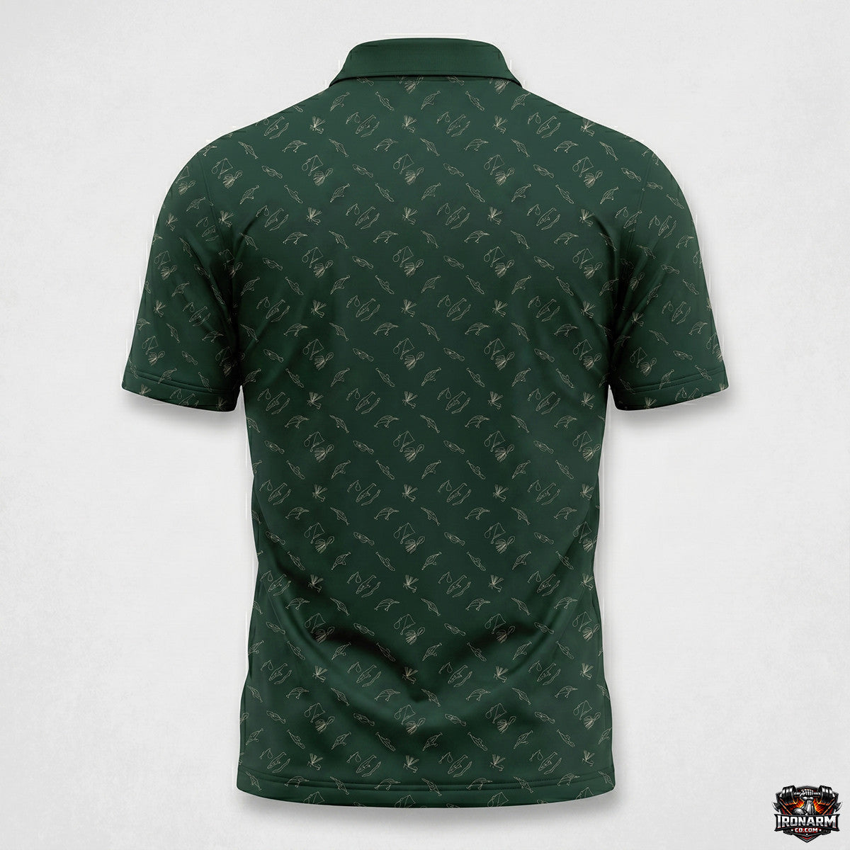 Men's Fly Fishing Lure Print Polo Shirt – Forest Green