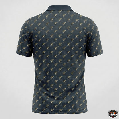 Largemouth Bass All-Over Print Men's Slate Blue Performance Polo Shirt