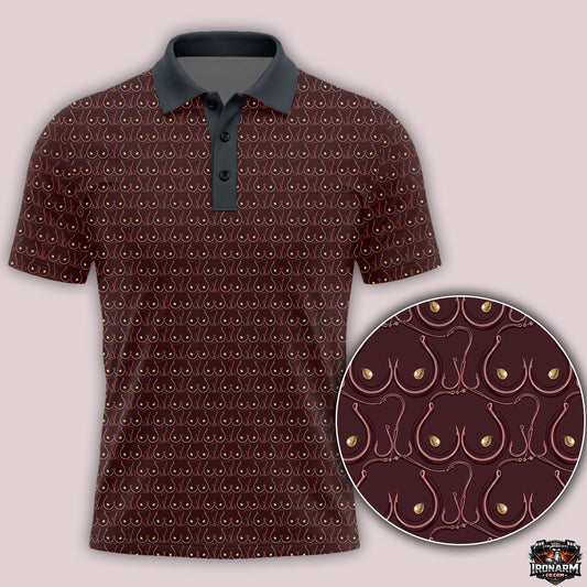 Funny Novelty All-Over Print Men's Maroon Performance Polo Shirt