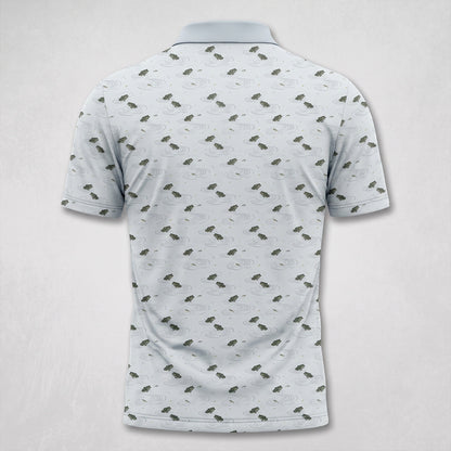Topwater Bass Strike Ripple Light Blue Men's Performance Polo Shirt