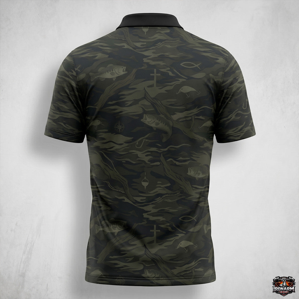 Fisher of Men Matthew 4:19 Bass Camo Men's Christian Performance Polo Shirt