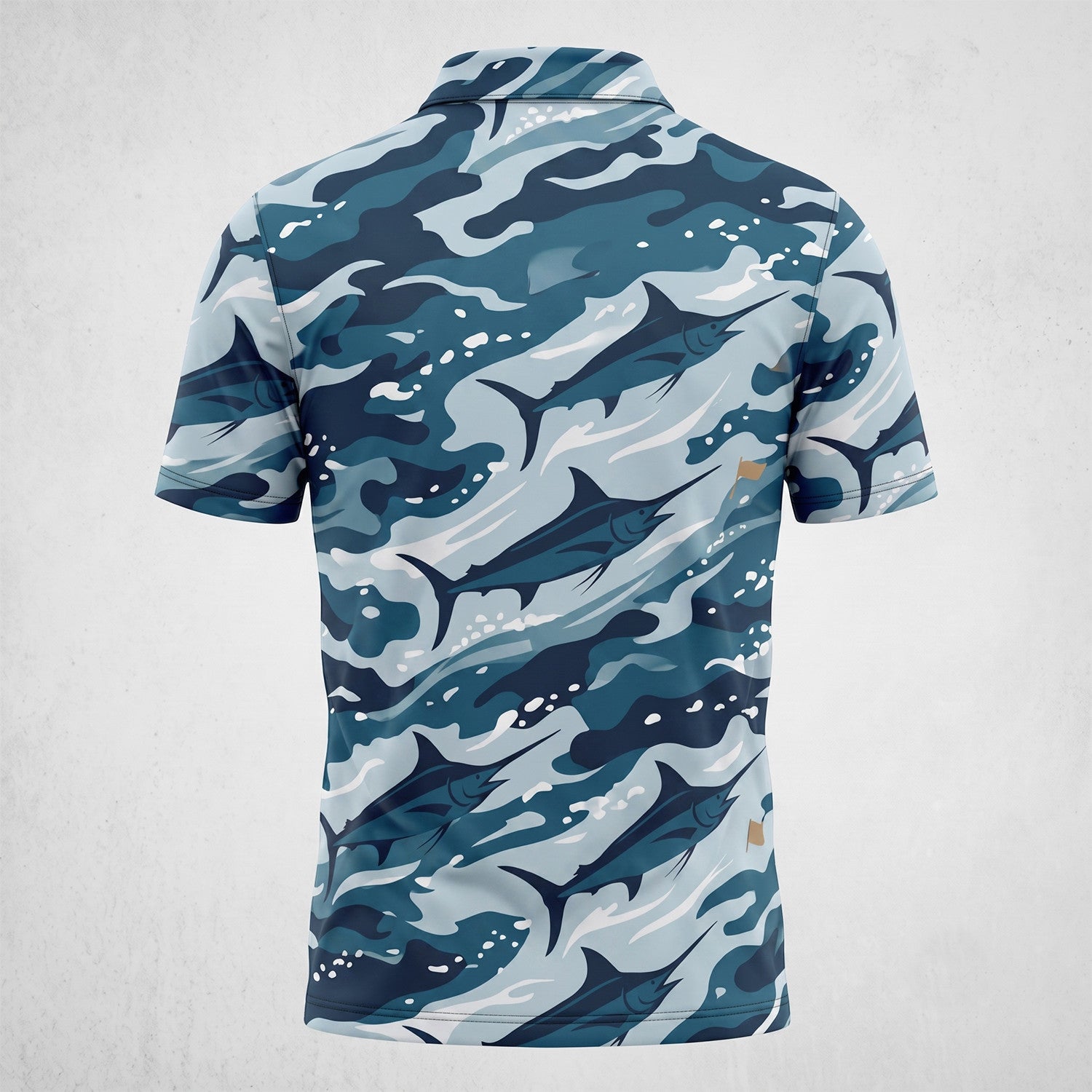Blue Marlin Ocean Camo Men's Offshore Performance Polo Shirt