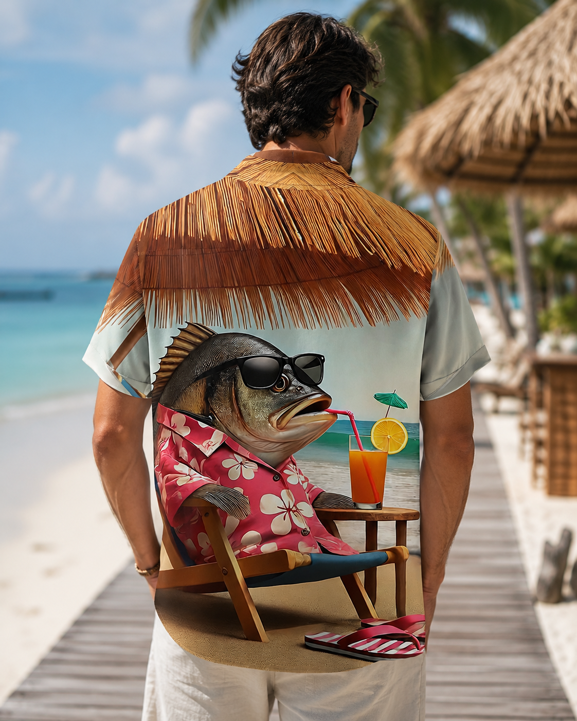 Men's Funny Fish Beach Vacation Hawaiian Shirt | Short Sleeve