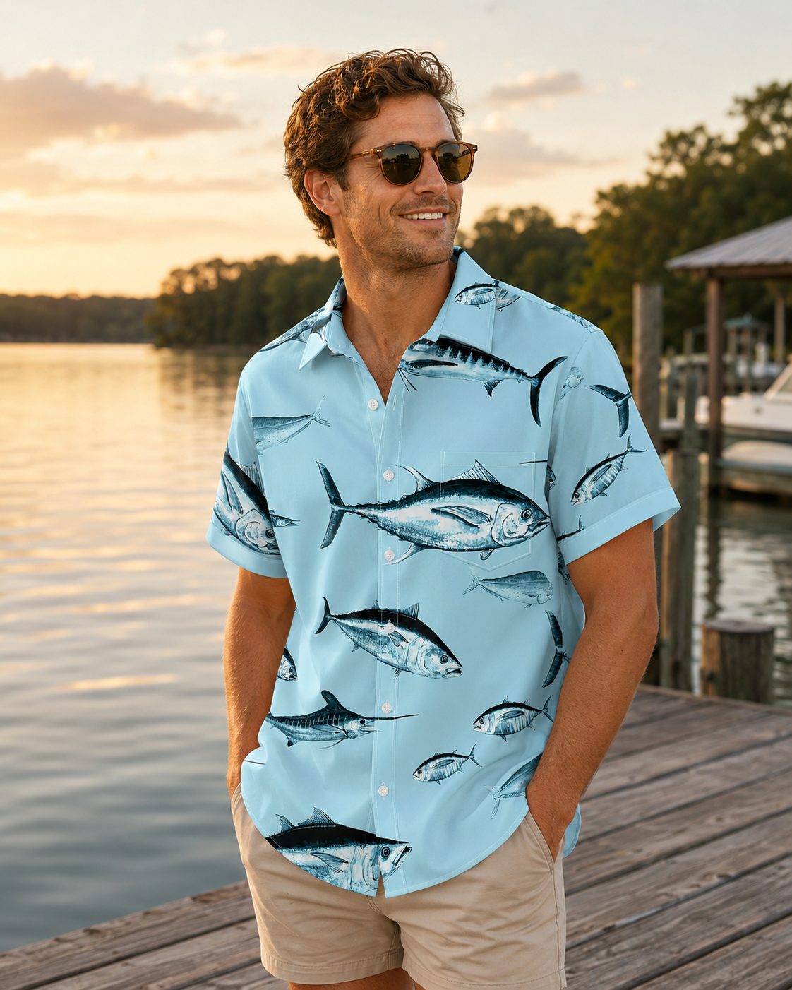 Bluefin Tuna All-Over Print Men's Hawaiian Shirt