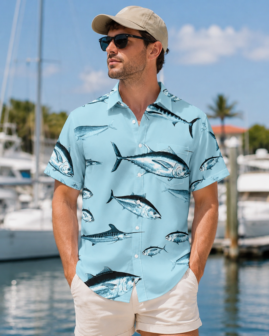 Bluefin Tuna All-Over Print Men's Hawaiian Shirt