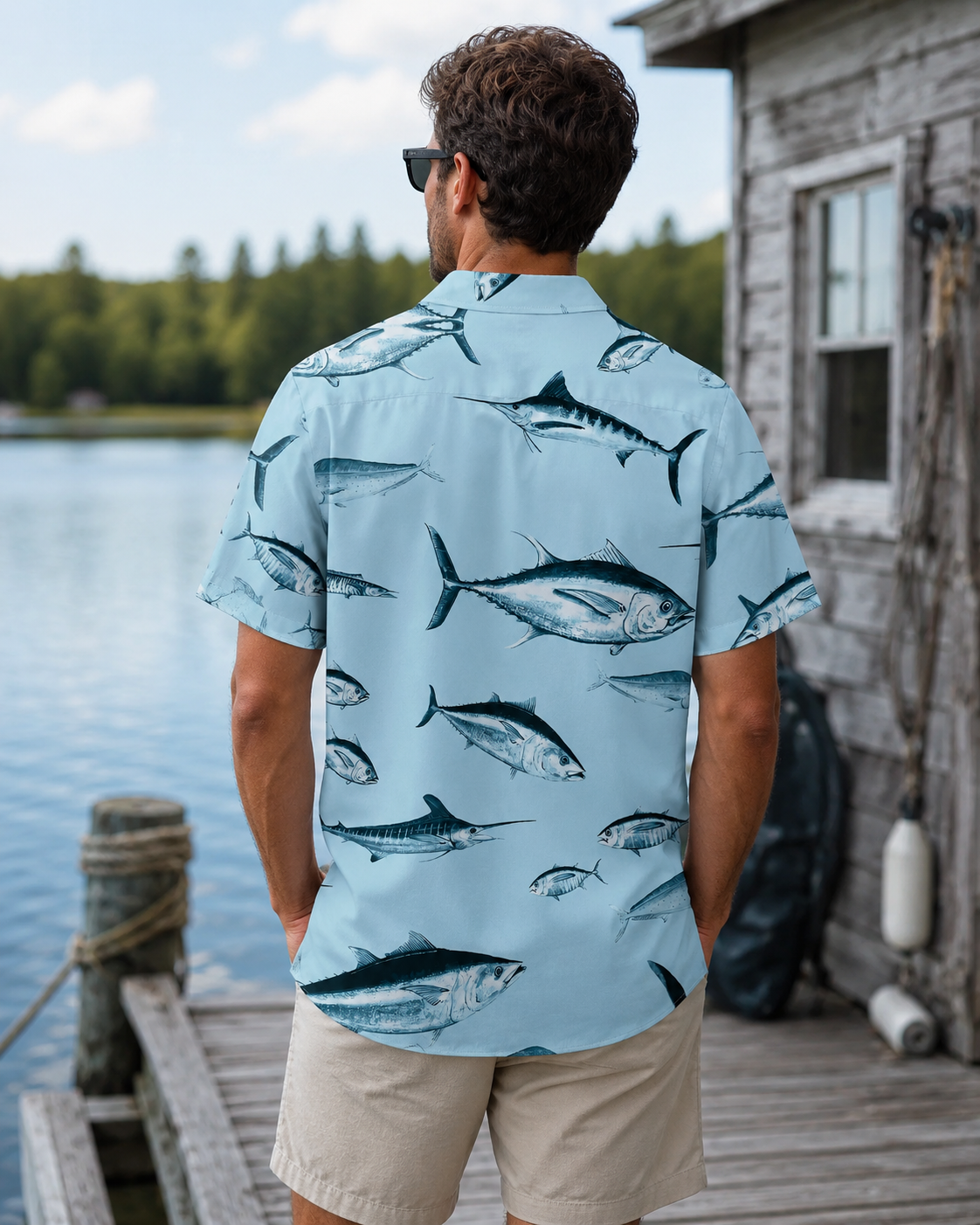 Bluefin Tuna All-Over Print Men's Hawaiian Shirt