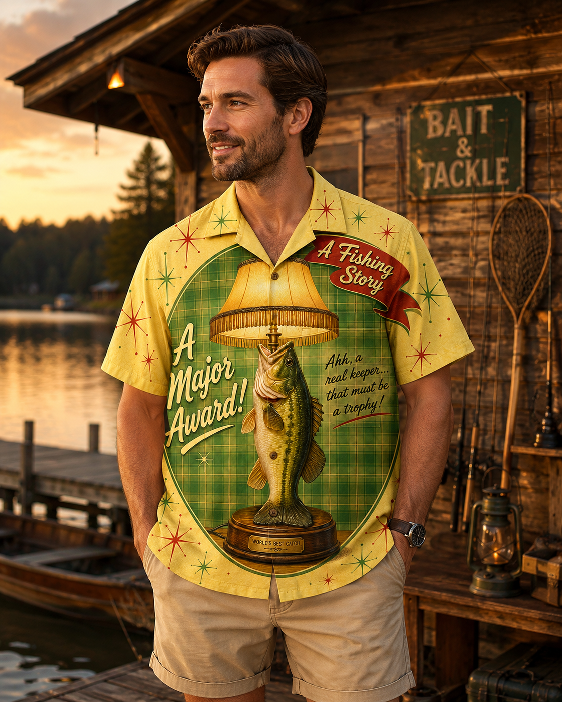 A Fishing Story Major Award Bass Fish Lamp Retro Shirt