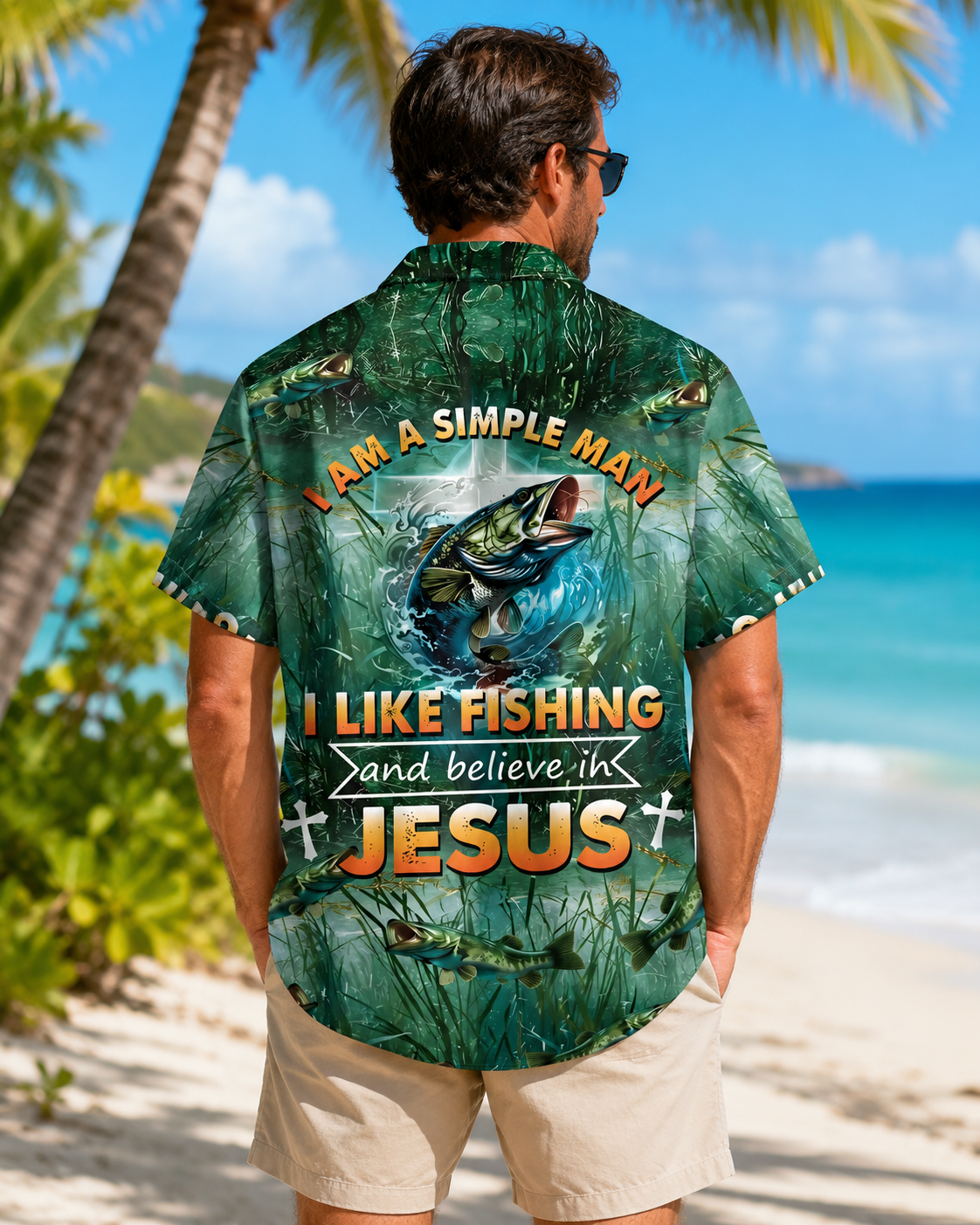 Men's Simple Man I Like Fishing Believe In Jesus Shirt