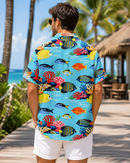 Men's Tropical Fish Coral Reef Hawaiian Shirt