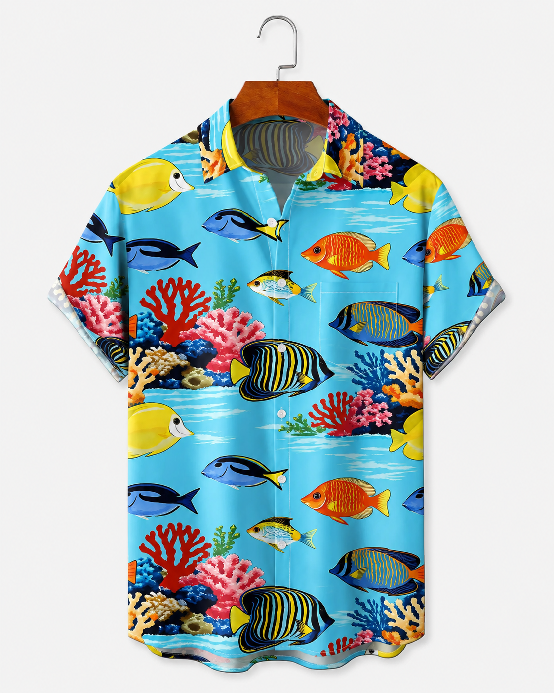 Men's Tropical Fish Coral Reef Hawaiian Shirt