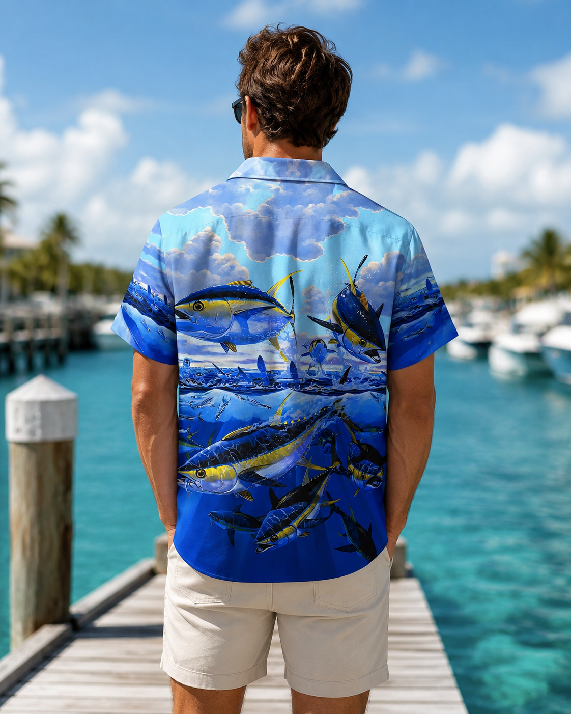 Men's Yellowfin Tuna Fishing Hawaiian Shirt | Short Sleeve