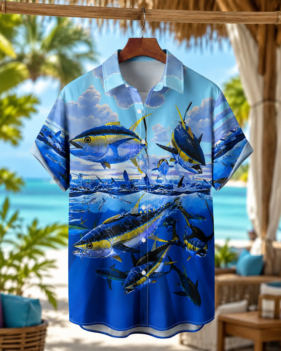 Men's Yellowfin Tuna Fishing Hawaiian Shirt | Short Sleeve