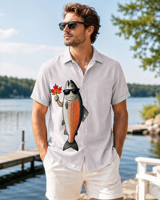 Men's Cool Salmon With Sunglasses Maple Leaf Shirt